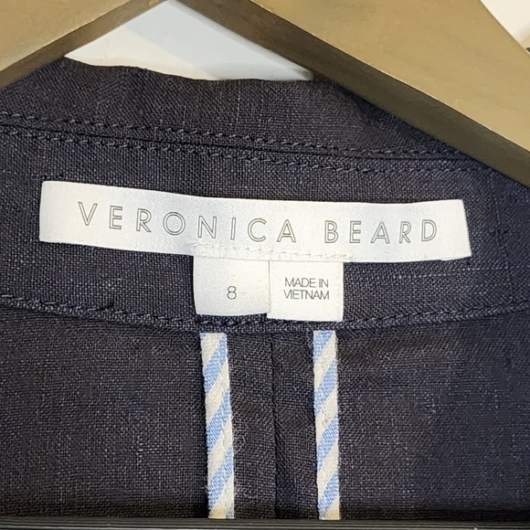 Veronica Beard Nisha Double Breasted Navy Blue Linen Blend Blazer Nautical sz 8 - Picture 5 of 12